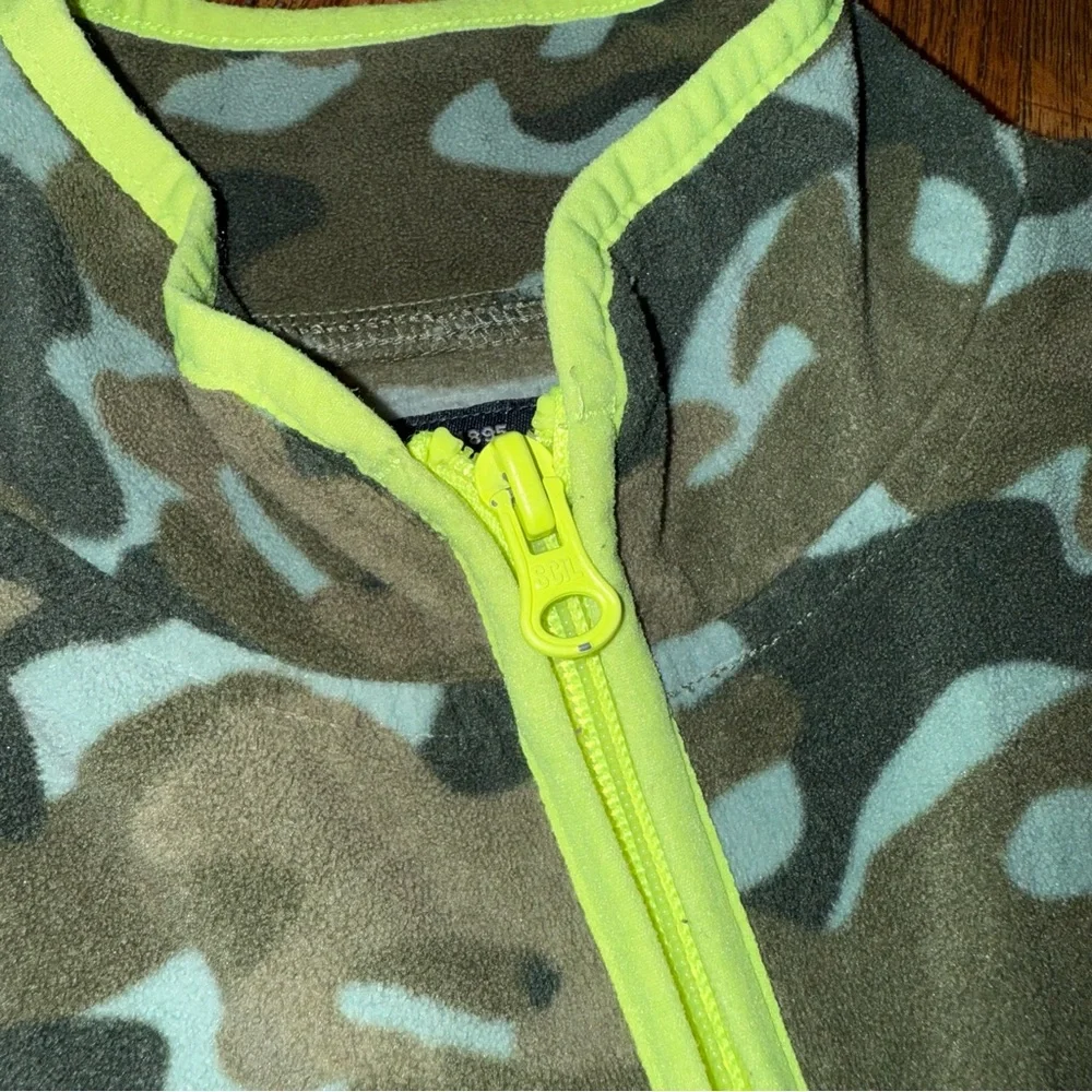 OshKosh B'gosh Jacket Fleece Camo Boys Size 14 Full Zip Green Army Print Soft